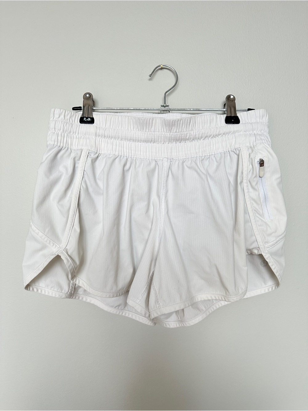 lululemon athletica White Athletic Running Shorts with Zip Pocket
